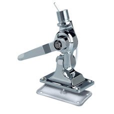 Four Way Antenna Ratchet Mount, Electropolished Stainless Steel, for 1”x14 Thread, Locking by Handle