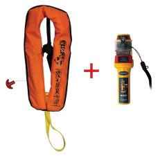 Sigma Work Vest, Auto, 170N, ISO, Adult,Orange Durable PVC Fabric Cover,w/Ocean Signal MOB1,Set