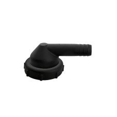 Outlet Elbow Fitting for Ø12mm Hose, 1 1/2” Thread Tightening Ring, Black
