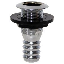 Thru-Hull with Flush Flange and Hose Barb, Chromed
