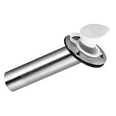 Fishing Rod Holder, Inox, with Plastic White Cap