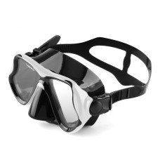 Silicone Mask, Dual Windows with Tempered Glass, Adult, Black-White
