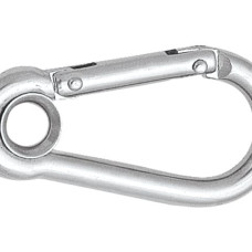 Carabiner with eyelet and locking bar