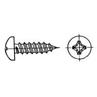 Plain Recessed-head Self-tapping Screw, Inox 316, DIN 7981/ISO 7049