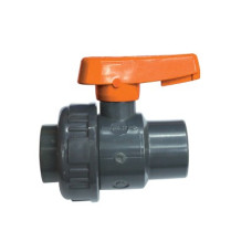 Ball Valve, Single Union, BSPP, Plastic, with Orange Handle