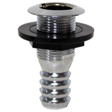 Thru-Hull with Flush Flange and Hose Barb, Chromed