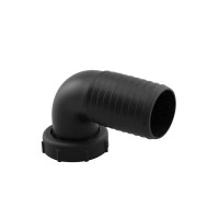 Inlet Elbow Fitting for Ø38mm Hose, 1 1/2” Thread Tightening Ring, Black