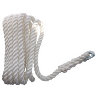Rope for Chain Rode Use, 3-Strand, with Connection, Nylon, White