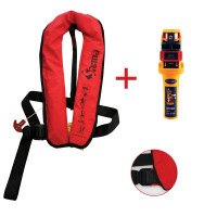 Sigma Inflatable Lifejackets, Auto, 170N, w/Plastic Buckle, ISO, Adult, Red, w/Ocean Signal MOB1, Set
