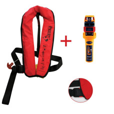 Sigma Inflatable Lifejackets, Auto, 170N, w/Plastic Buckle, ISO, Adult, Red, w/Ocean Signal MOB1, Set