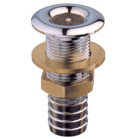 Through Hull Outlet with Hose Connector, Chromium Plated Brass