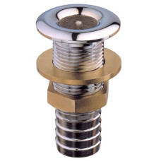 Through Hull Outlet with Hose Connector, Chromium Plated Brass