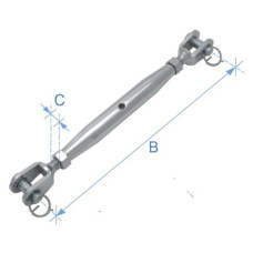 Pipe Turnbuckle with Nut, Jaw & Jaw, Inox 316