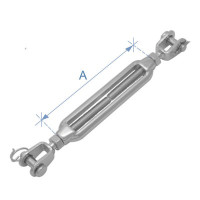 Frame Turnbuckle with Nut, Jaw & Jaw, Inox 316