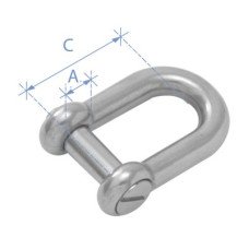 Shackle, Type D, with Oval Sink Pin, Inox 316