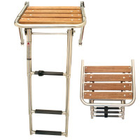 Wooden Platform with Telescopic Inox 316 Ladder