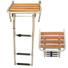Wooden Platform with Telescopic Inox 316 Ladder