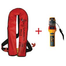 LALIZAS Inflatable Lifejacket  Lamda, Auto, 275N, SOLAS/MED, Adult, w/Ocean Signal MOB1, Set